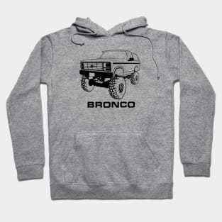 1980-1986 Ford Bronco Lifted Black Print Hoodie